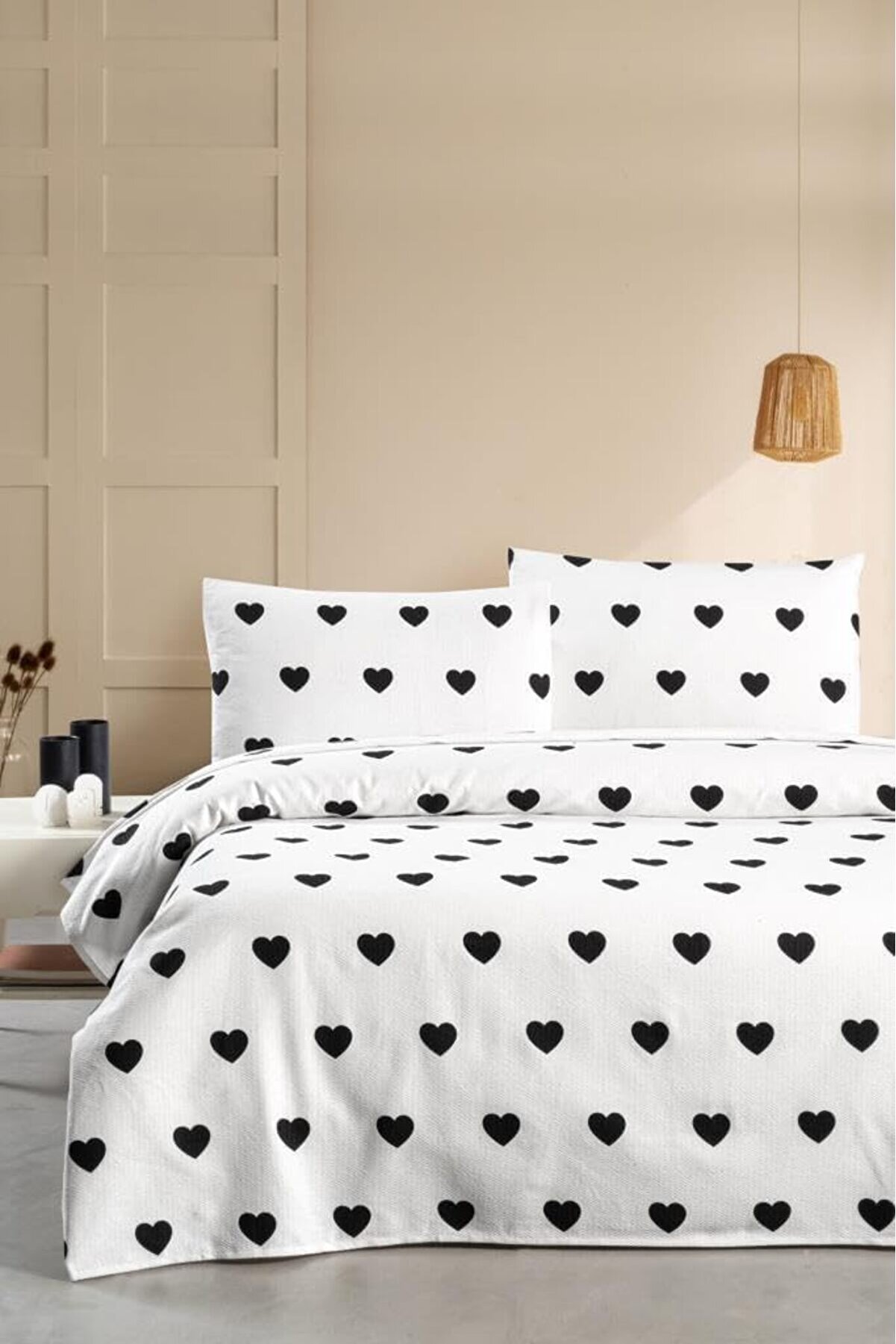 STOREMAX Hamlet Çarşafı Çift Kişilik Pike Yatak Örtüsü Siyah 1014773