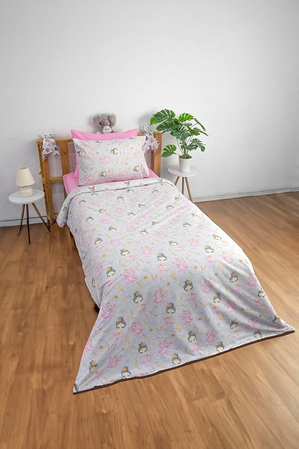 STOREMAX Balerin%100 Pamuk Tek Kişilik Nevresim Takımı - Gri 1014773