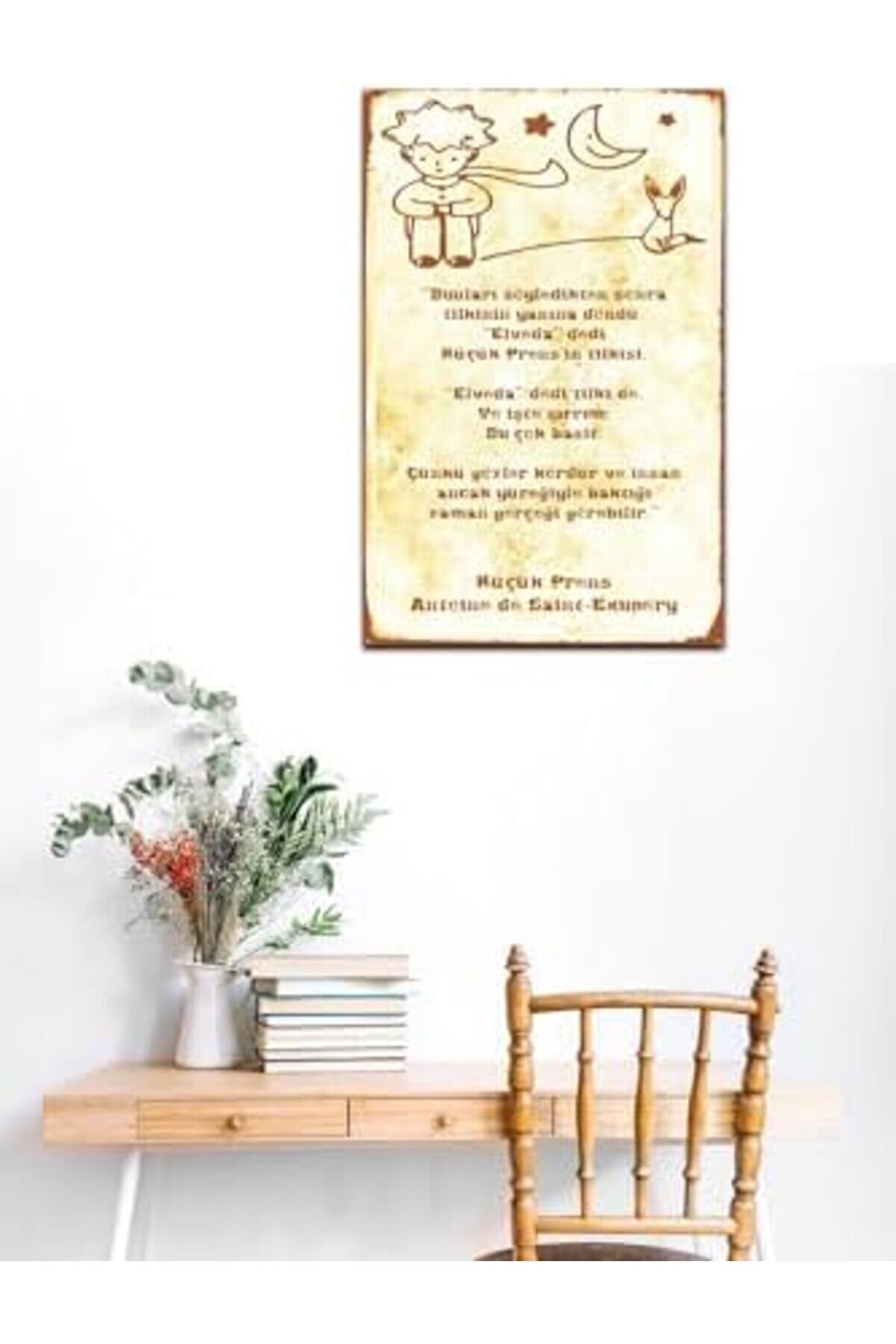 Kuşe Kağıt Duvar Posteri̇ Küçük Prens Retro Drtr