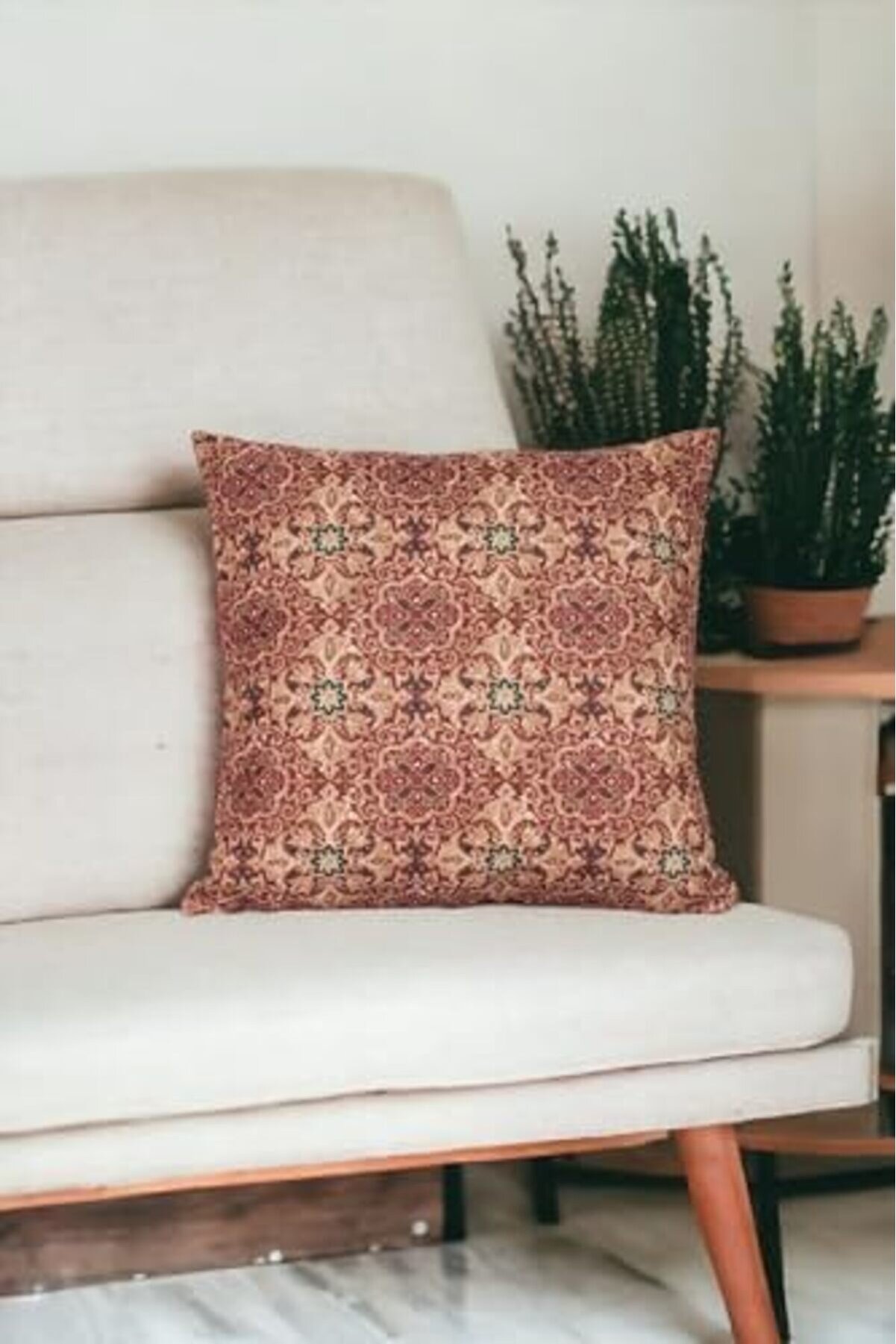 43X43 Cm Desenli̇ Kırlent Kılıfı Dekorati̇f Etni̇k Ikat Damask Inta