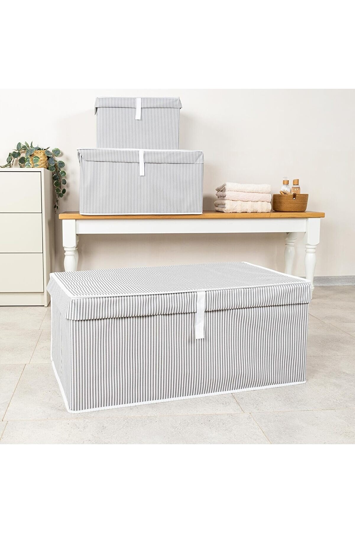 STOREMAX elizzashop Home Çok Amaçlı Kapaklı Sandık Tipi Hurç Organizer – Büyük Boy Saklama Kutusu – Dolap İçi