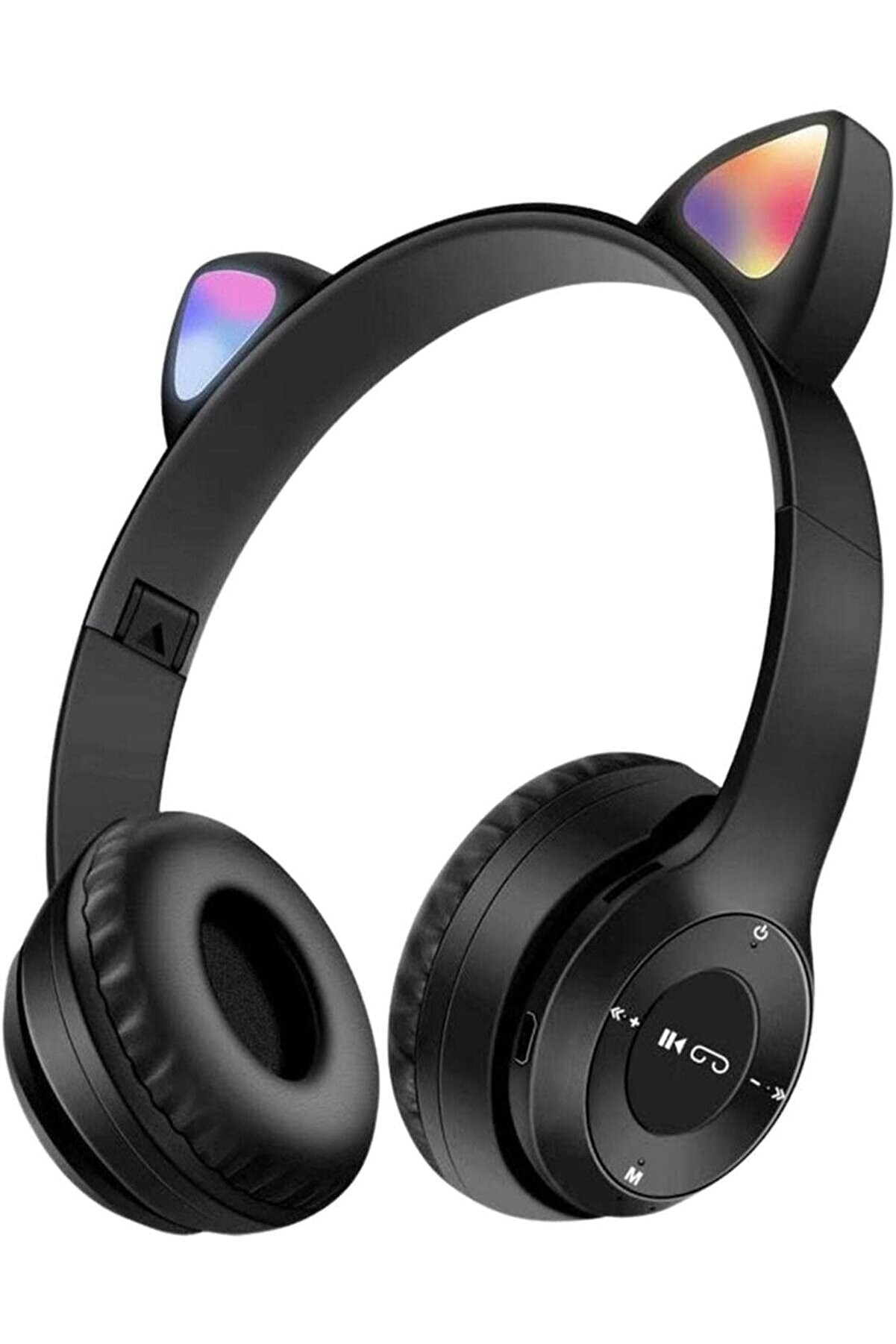 Mi̇krofonlu Işıklı Renk Deği̇şti̇ren Cat Kedi̇ Kulaklık Si̇yah Gamer Kulaklığı P47M Kulaklık &Ccedil;ocuk Yeti̇şk