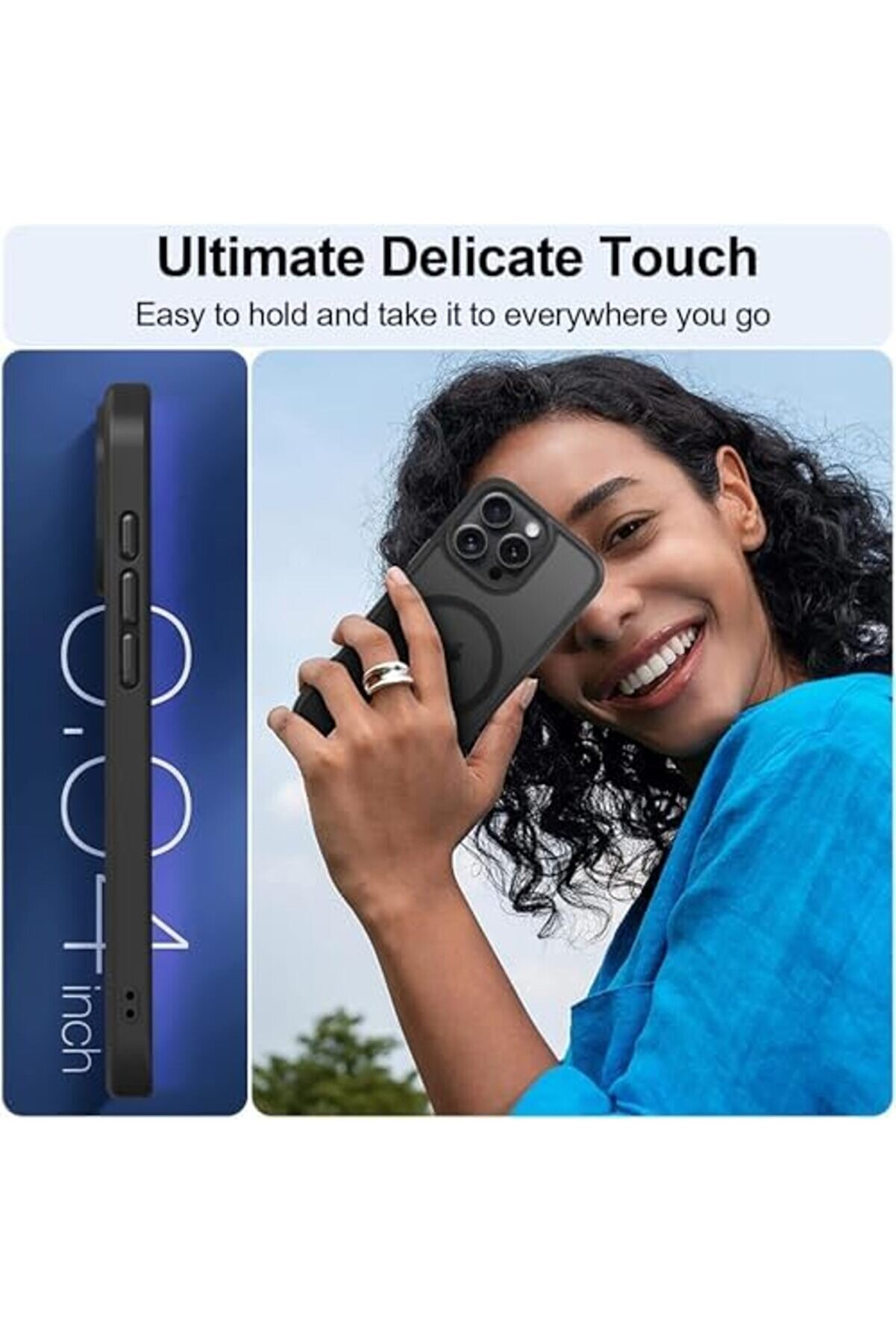 Güçlü Manyeti̇k 15 Telefon Kılıfı, [Askeri̇ Düzey Düşme Koruması] [Güçlü Si̇li̇kon Kenarlar] Yarı Saydam