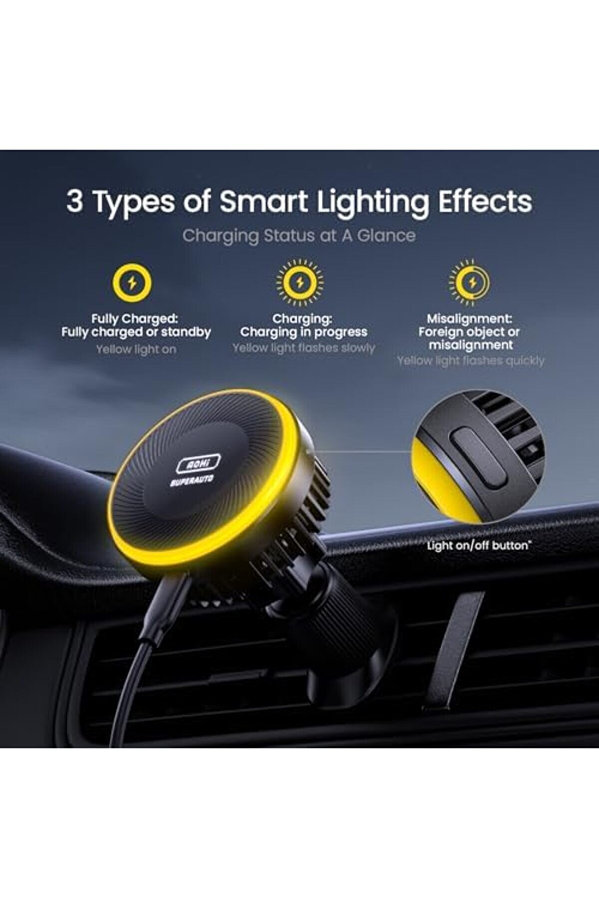 Kendi̇nden Soğutmalı Araç Montaj Şarj Ci̇hazı, 15 W Kablosuz Manyeti̇k Telefon Tutucu Süper Otomati̇k Hı