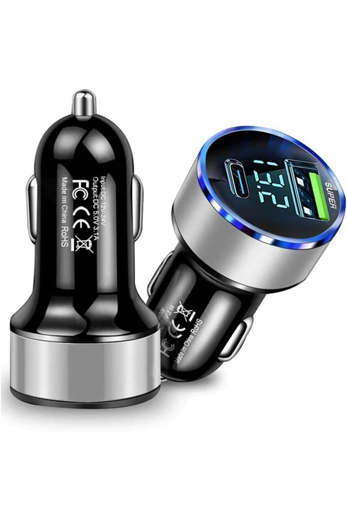 STOREMAX Oto Market Silver Araç İçi USB 3.0 Type C Soketli Çakmaklık Güç Adaptörü Tüm Cihazlar 12V-24V 11757