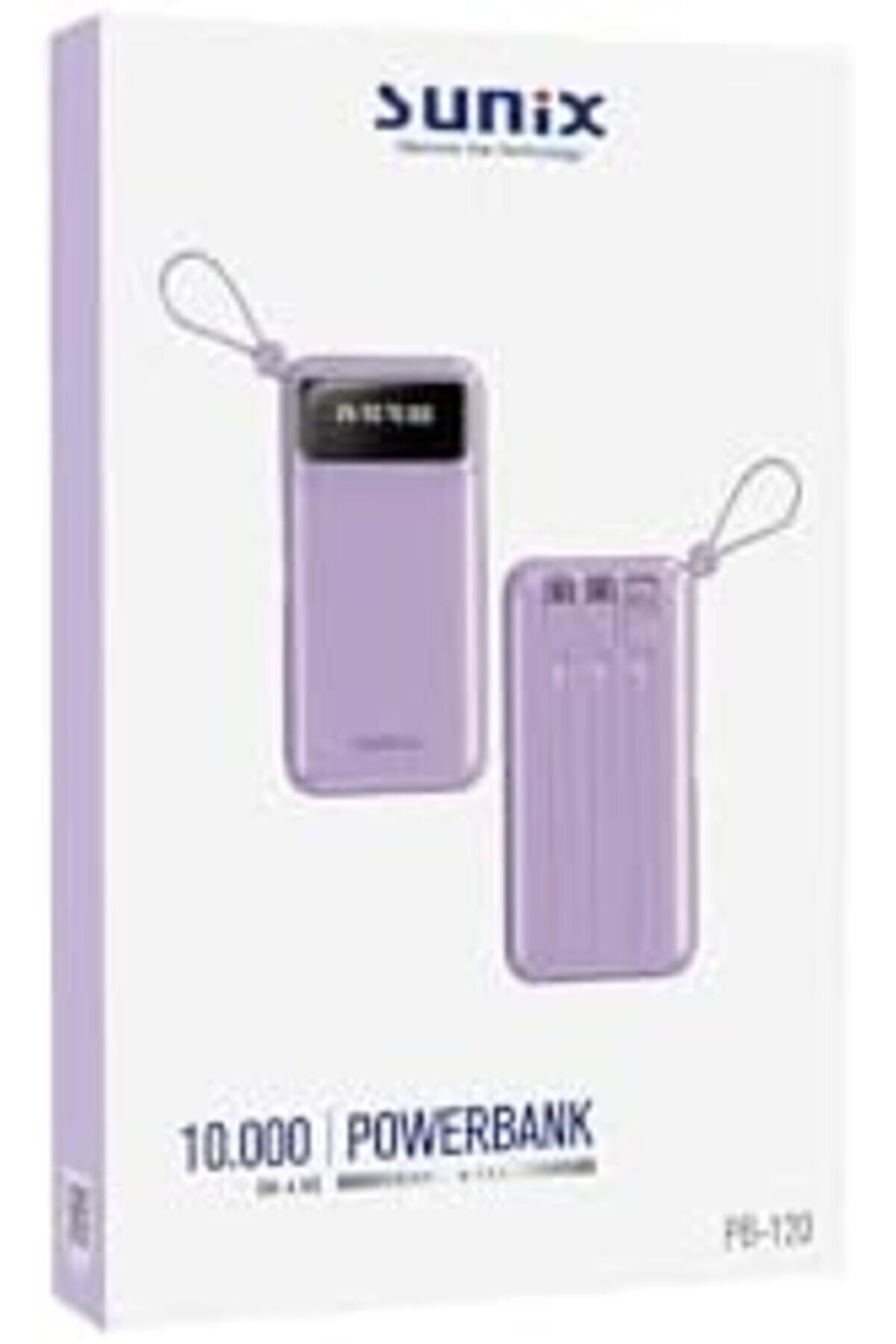 10.000 Mah Göstergeli̇ Kendi̇nden Kablolu Powerbank Mor Pb