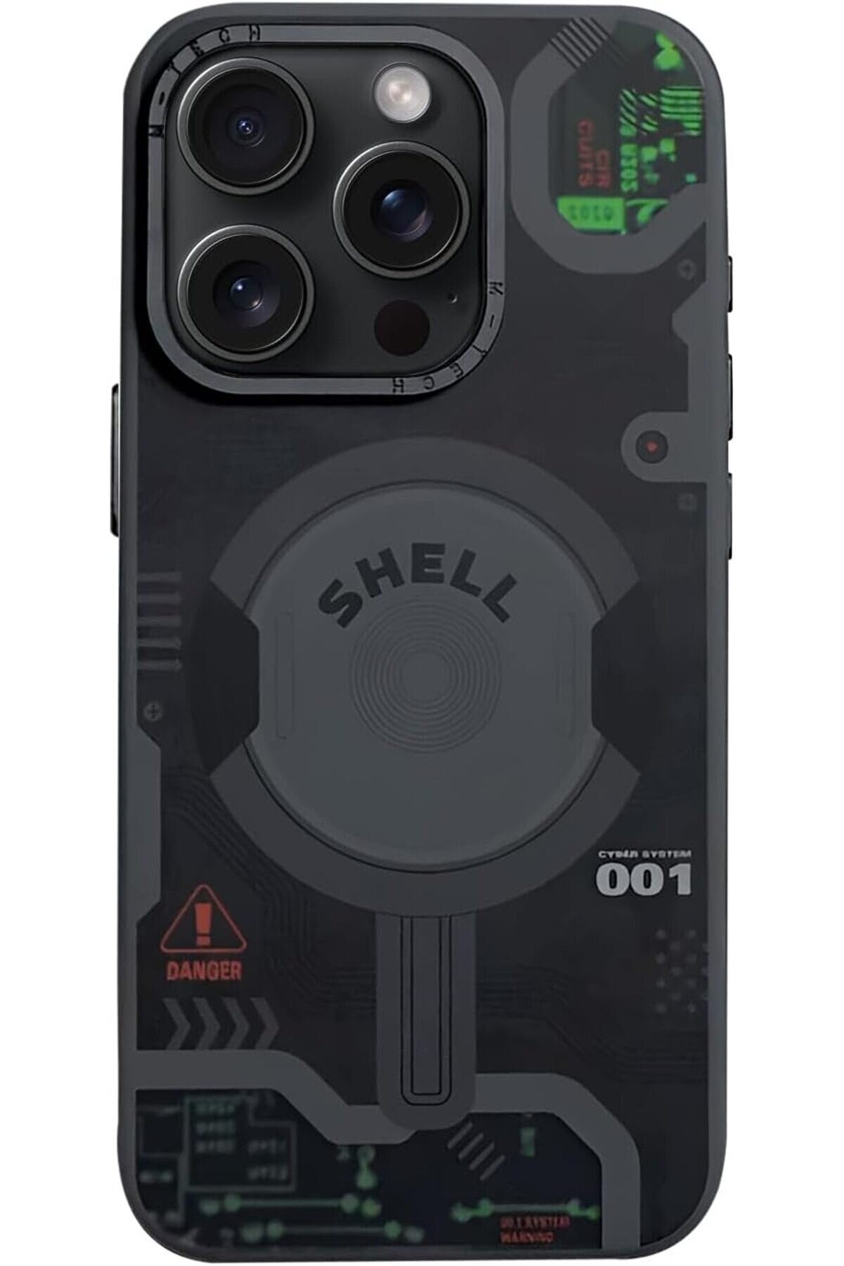 STOREMAX mrtshoppng 15 için CyberMag Serisi Teknolojik Görünüm Ultra Güçlü ve Metal Lens Çerçeveli Silikon Kı