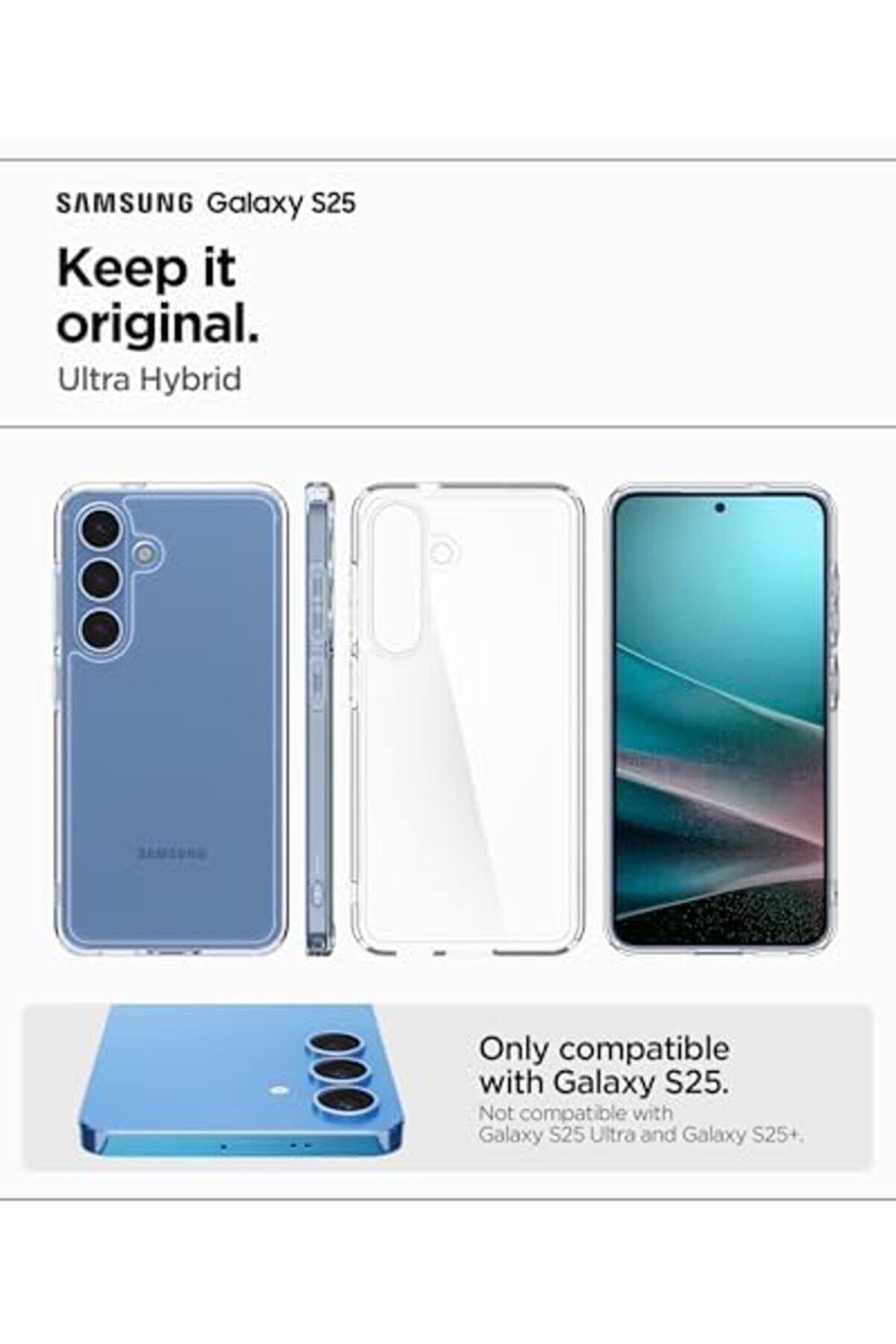 S25 İnce Kılıf Ultra Sararma Karşıtı Duraclear&trade; Hava Kanalı Teknoloji̇si̇&trade; Askeri̇ Sınıf Koruma Crystal