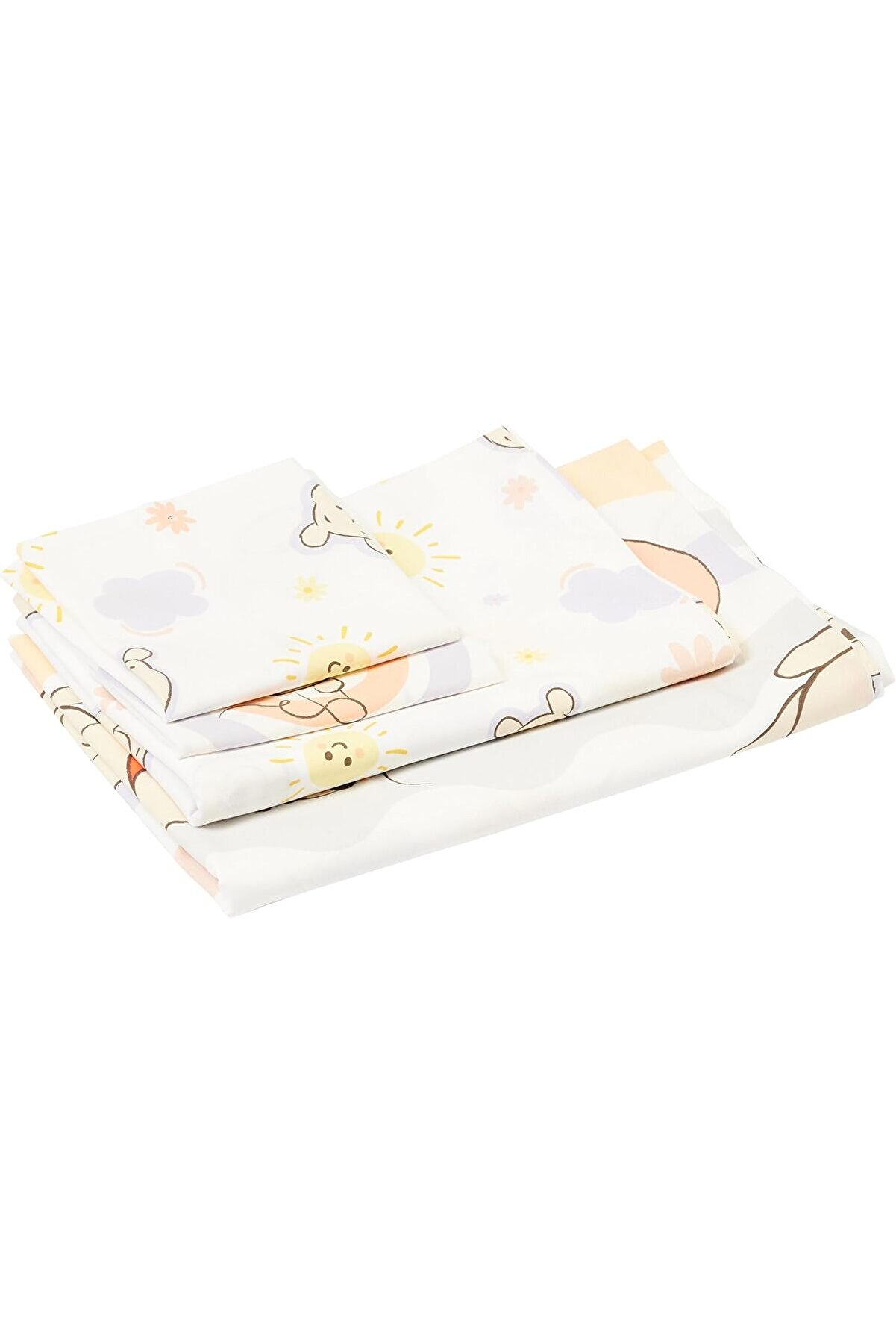 STOREMAX The Pooh Cloudy Karakter Baskılı%100 Pamuk Nevresim Takımı, Çok Renkli, Bebek (Nevresim: 100x150 cm/