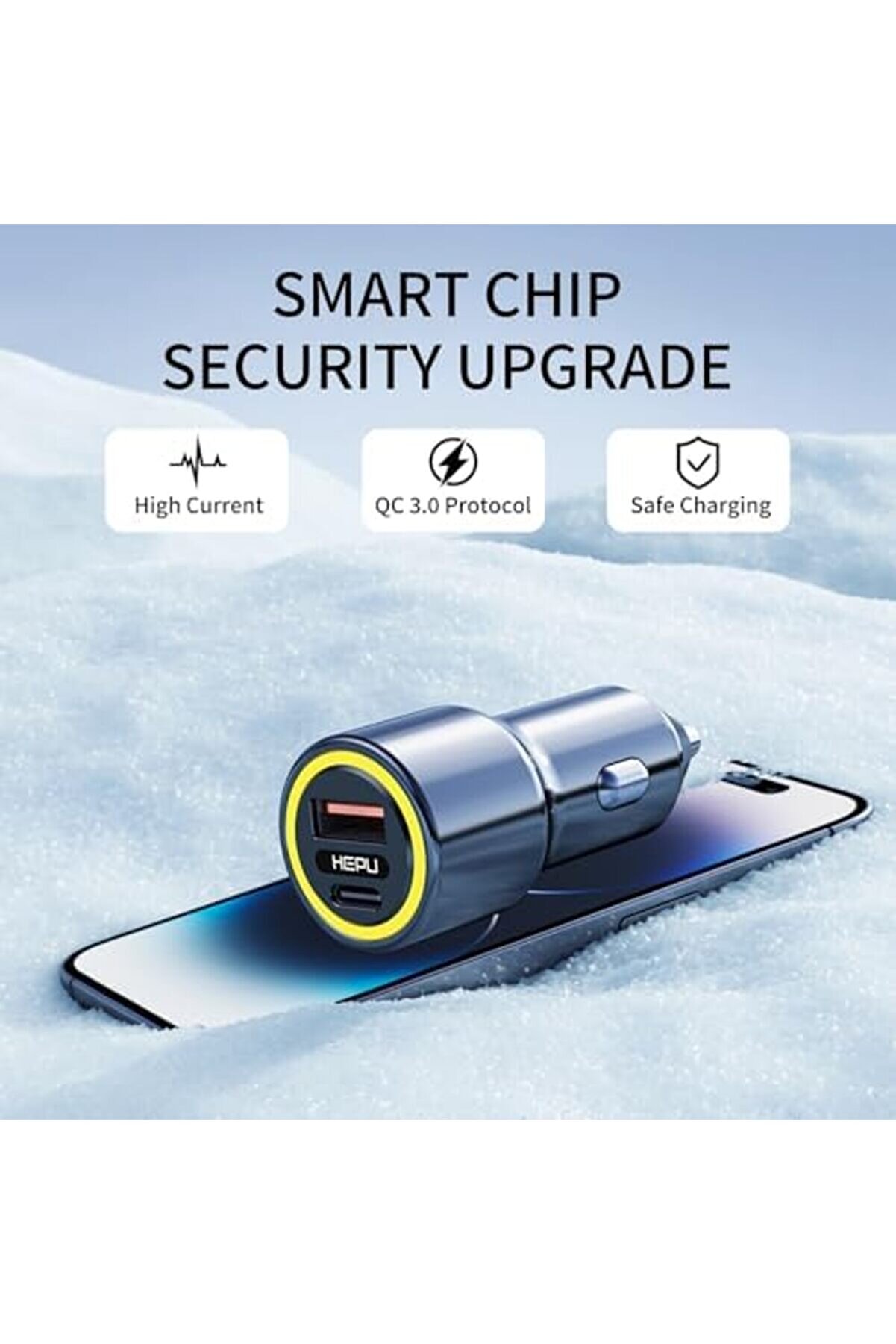 Eli̇zzashop Hp-782 Araç Içi̇ Şarj Ci̇hazı 3.1A Pd 48 Watt Fast Hızlı Şarj Aleti̇ Metal Çakmaklık Şarj Ty