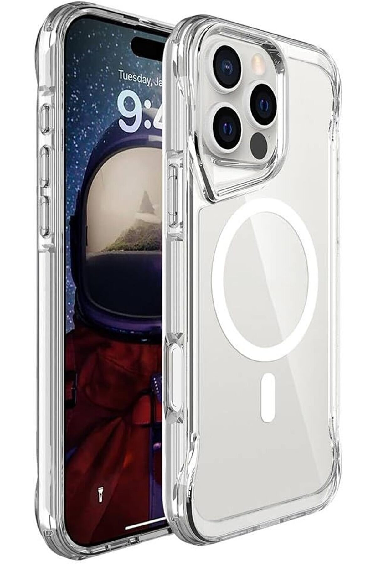 STOREMAX ile uyumlu 16 Pro Kılıf M-safe Şarj Özellikli T-Max M-safe Kapak Şeffaf 1014773