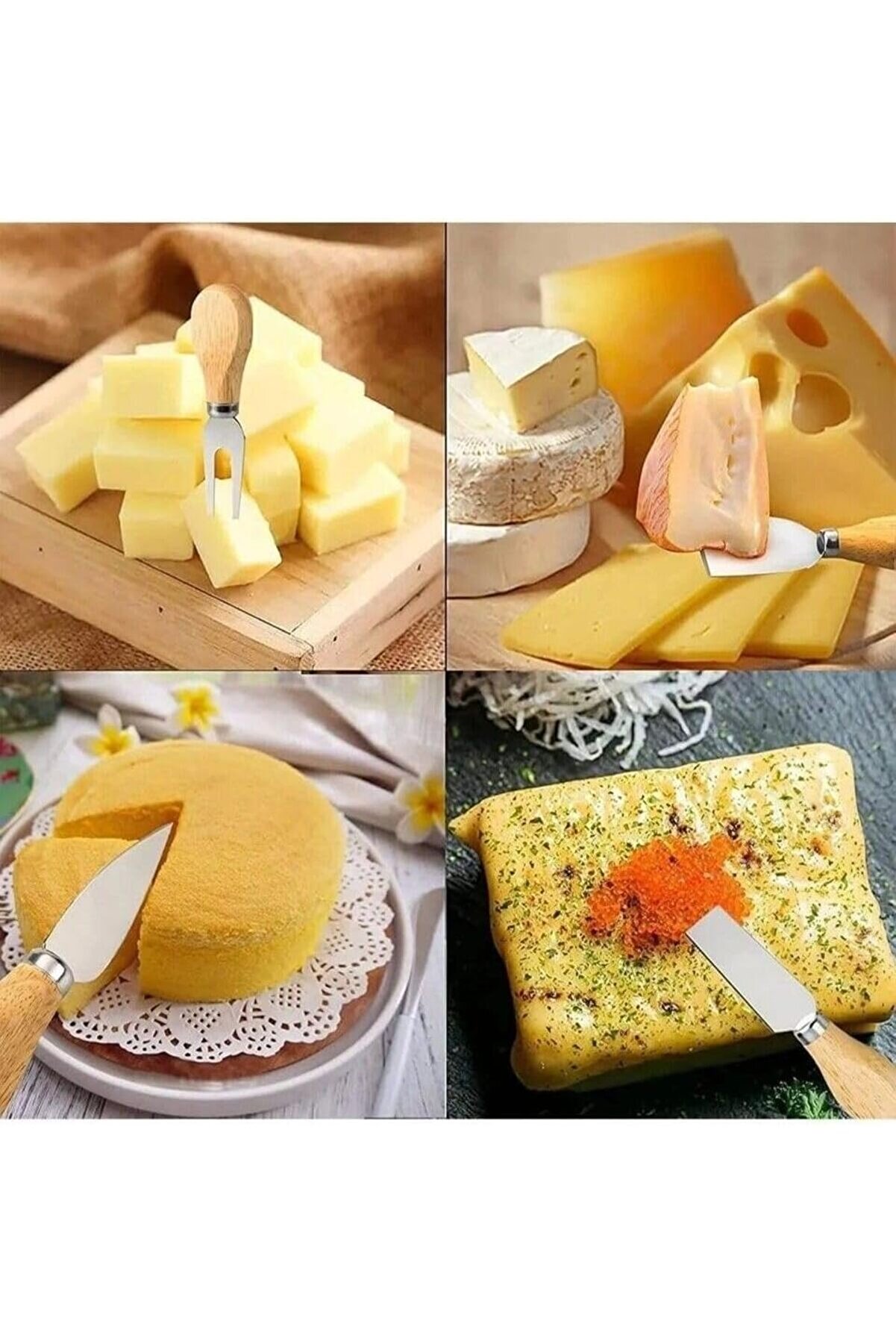 Pltnstoreshop Saplı 4 Lü Mi̇ni̇ Çeli̇k Şarküteri̇ Bıçakları Servi̇s Sunumluk Peyni̇r Ve Ekmek Kesi̇mi̇