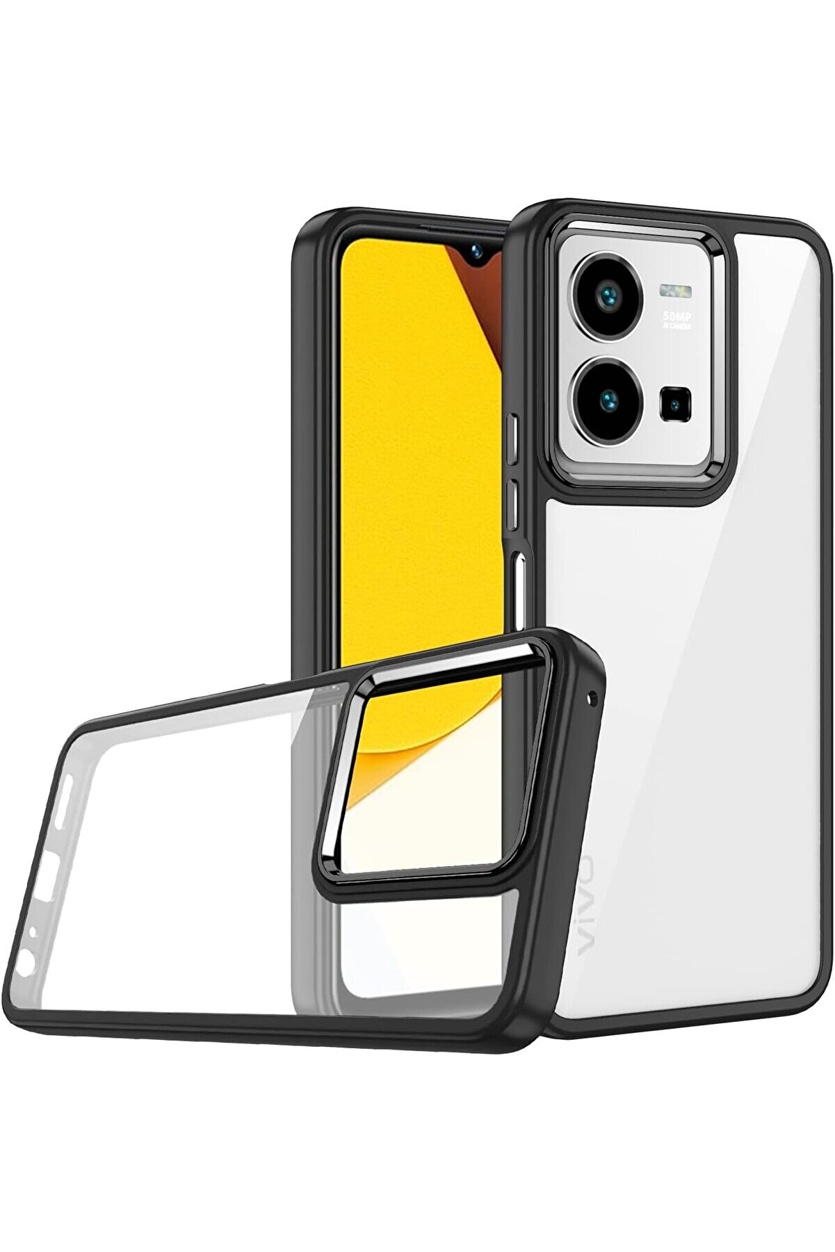 STOREMAX Y35 Kılıf Renkli Kenar Arkası Şeffaf Flora Silikon 1014773