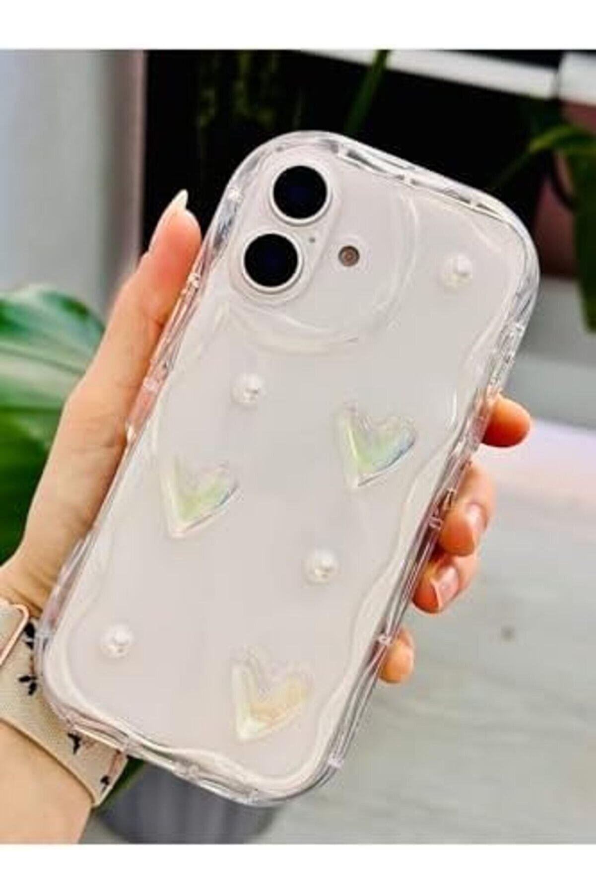 Aksesuar 16 İle Uyumlu 3D Şeffaf Kalp Tasarımlı Oyuncaklı Si̇li̇kon Kılıf 1014773