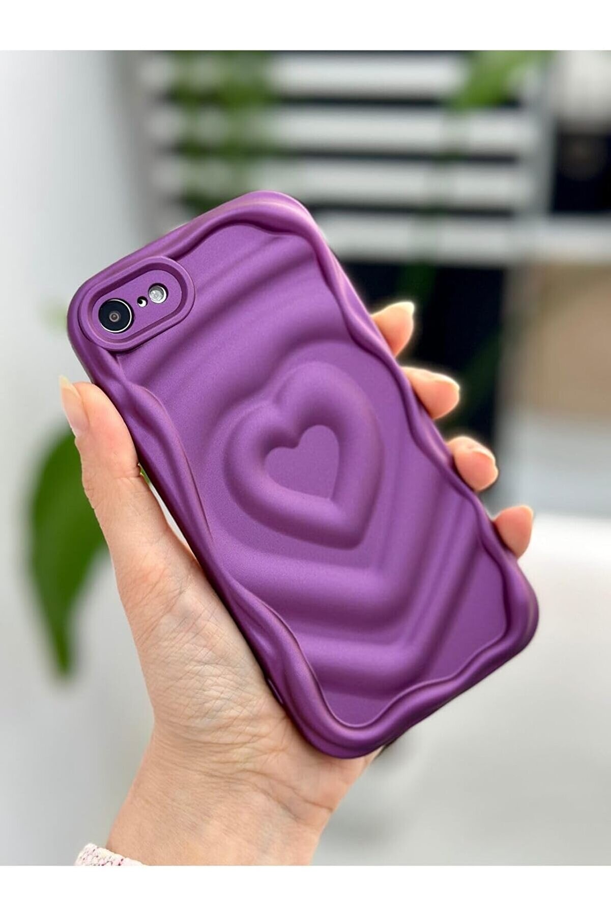 STOREMAX Aksesuar 7-8 - SE 2020 ile Uyumlu 3d Kabartma Mat Kalp Silikon Kılıf 1014773