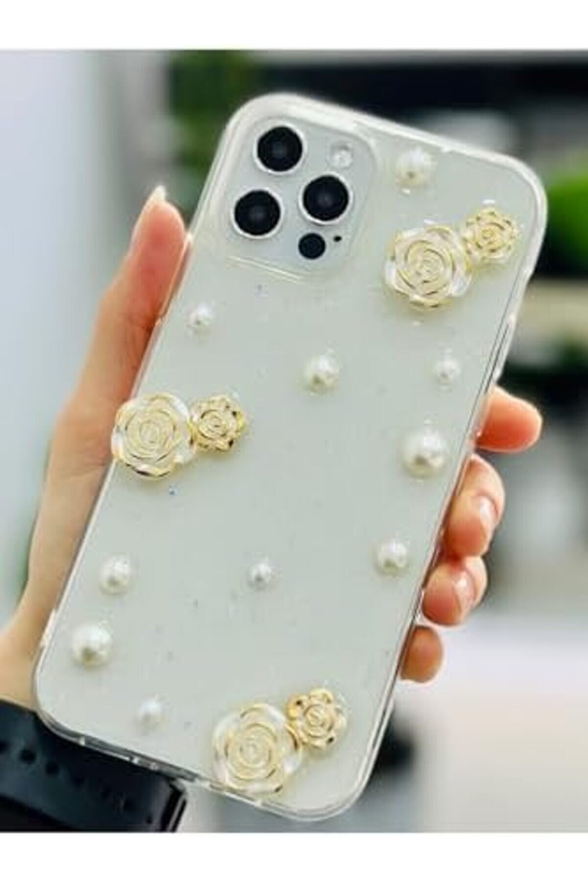 Aksesuar 12 Ve 12 Pro İle Uyumlu İnci̇ G&uuml;l Tasarım Oyuncaklı Esnek Si̇li̇kon Kılıf 1014773