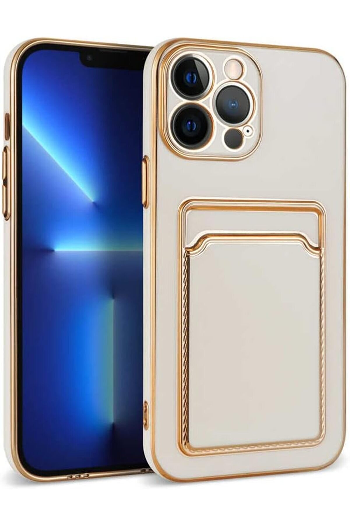 STOREMAX İle Uyumlu 12 Pro Max Kılıf Bark Kartlıklı Kapak Beyaz 1014773