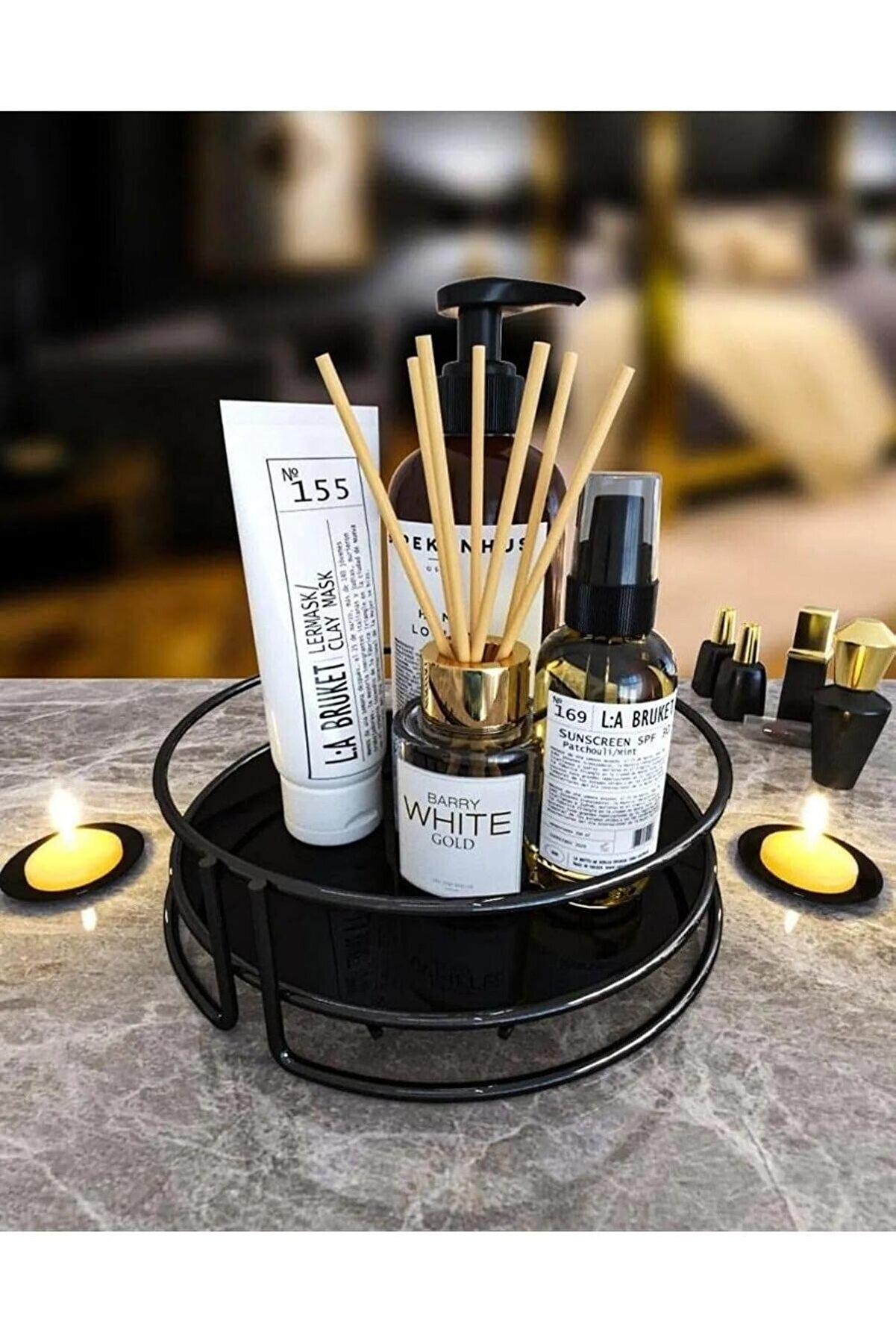 STOREMAX Haus Kozmetik Takı Düzenleyici Çok Amaçlı Organizer Tek Katlı Servis Sunum Tepsisi İkramlık Siyah 1