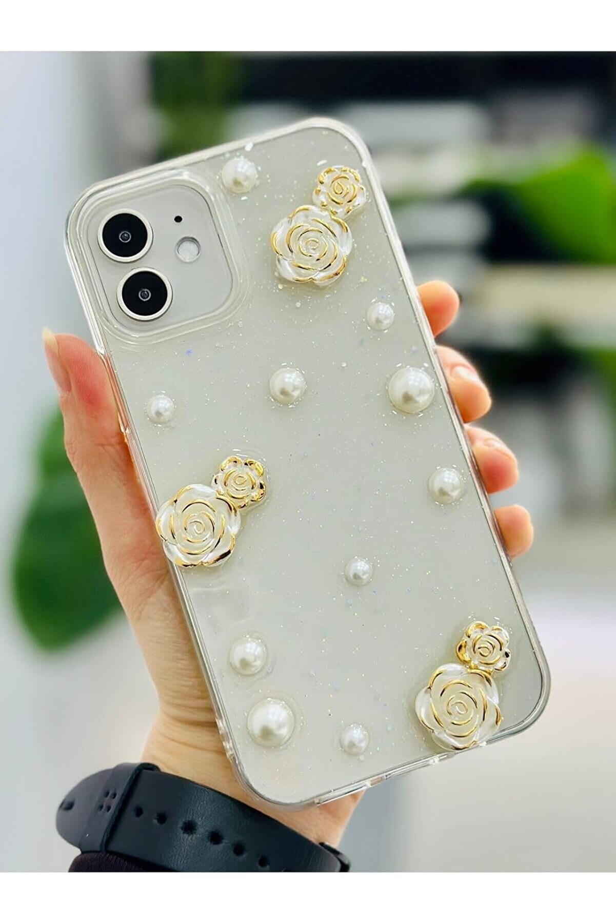 STOREMAX Aksesuar 12 ve 12 Pro ile Uyumlu İNCİ G&Uuml;L Tasarım Oyuncaklı Esnek Silikon Kılıf 1014773