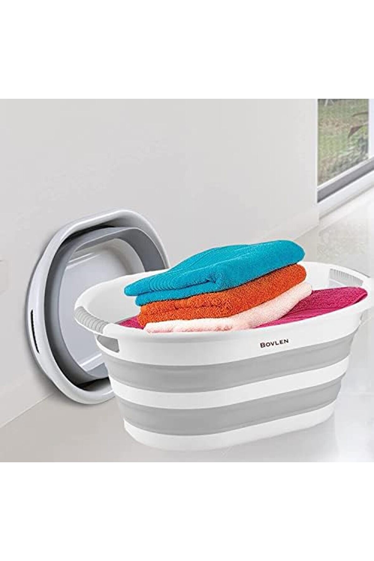 Katlanabi̇li̇r Çamaşır Sepeti̇ - Katlanır Çamaşır Sepeti̇ - Gri̇ - 54,5X39X8 Cm - Pp+ 1014773