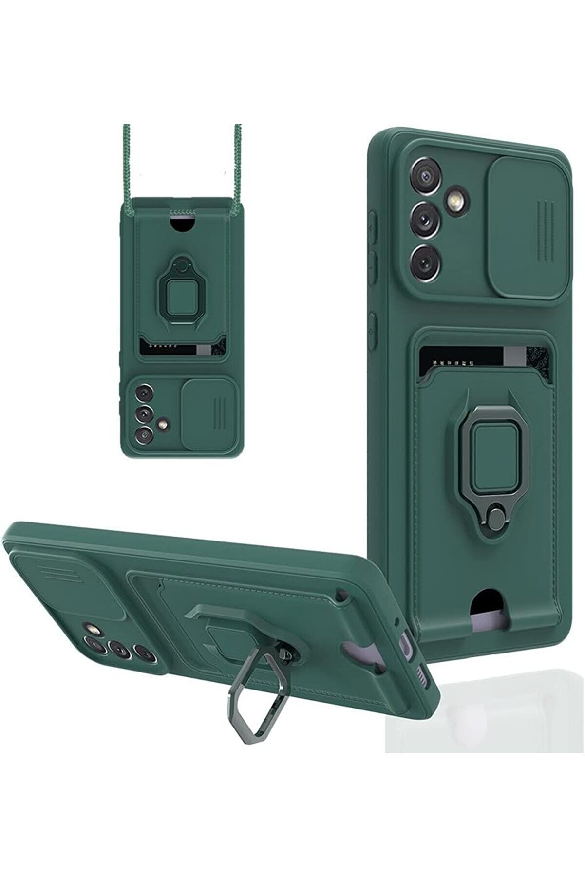 STOREMAX A04S Kılıf Ipli Lens Sürgülü Yüzüklü Kartvizitli Silikon Zuma 1014773