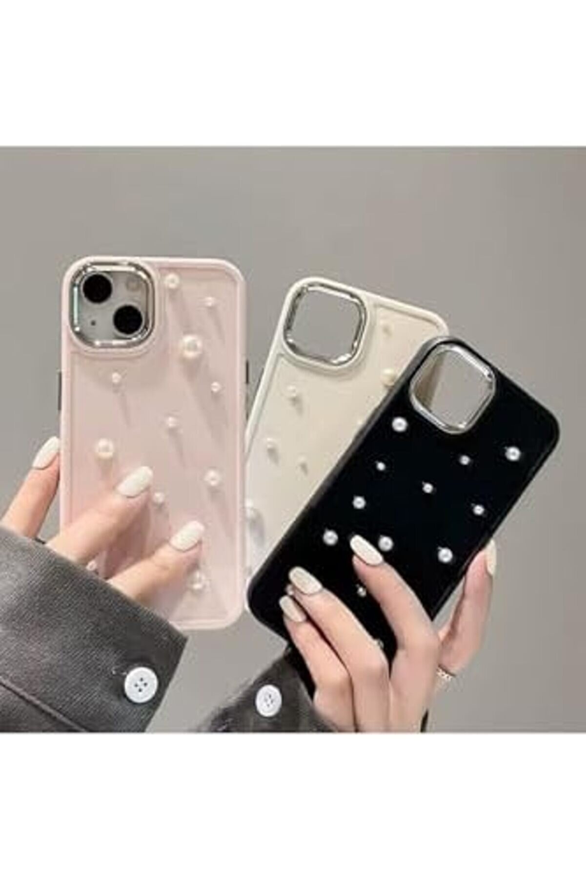 Aksesuar Iphone 13-14 Ve 15 Uyumlu 3D Pearl Oyuncak Tasarımlı Esnek Si̇li̇kon Kılıf - Si̇yahpearl 1175