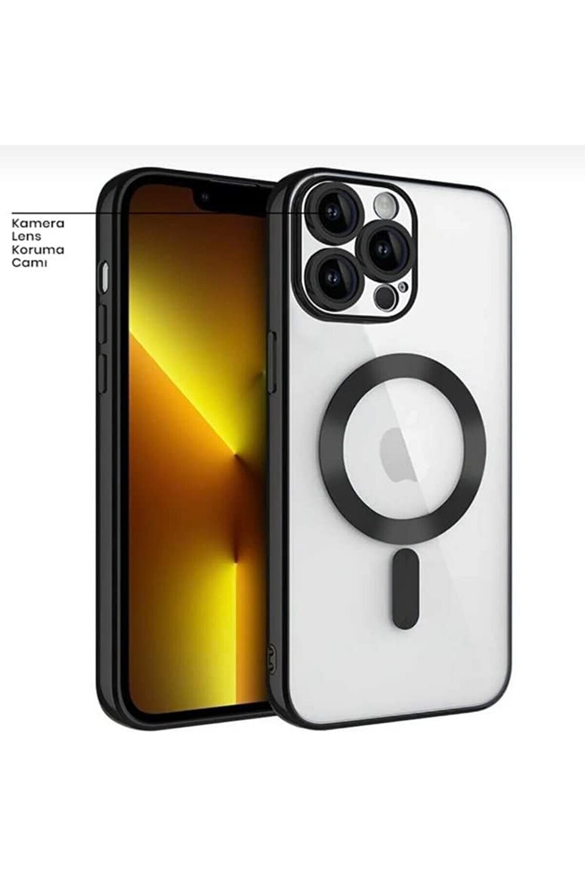 Aks 14 Pro İçi̇n Kablosuz Şarj İle Uyumlu, Kamera Lens Korumalı Kılıf Si̇yah 1014773