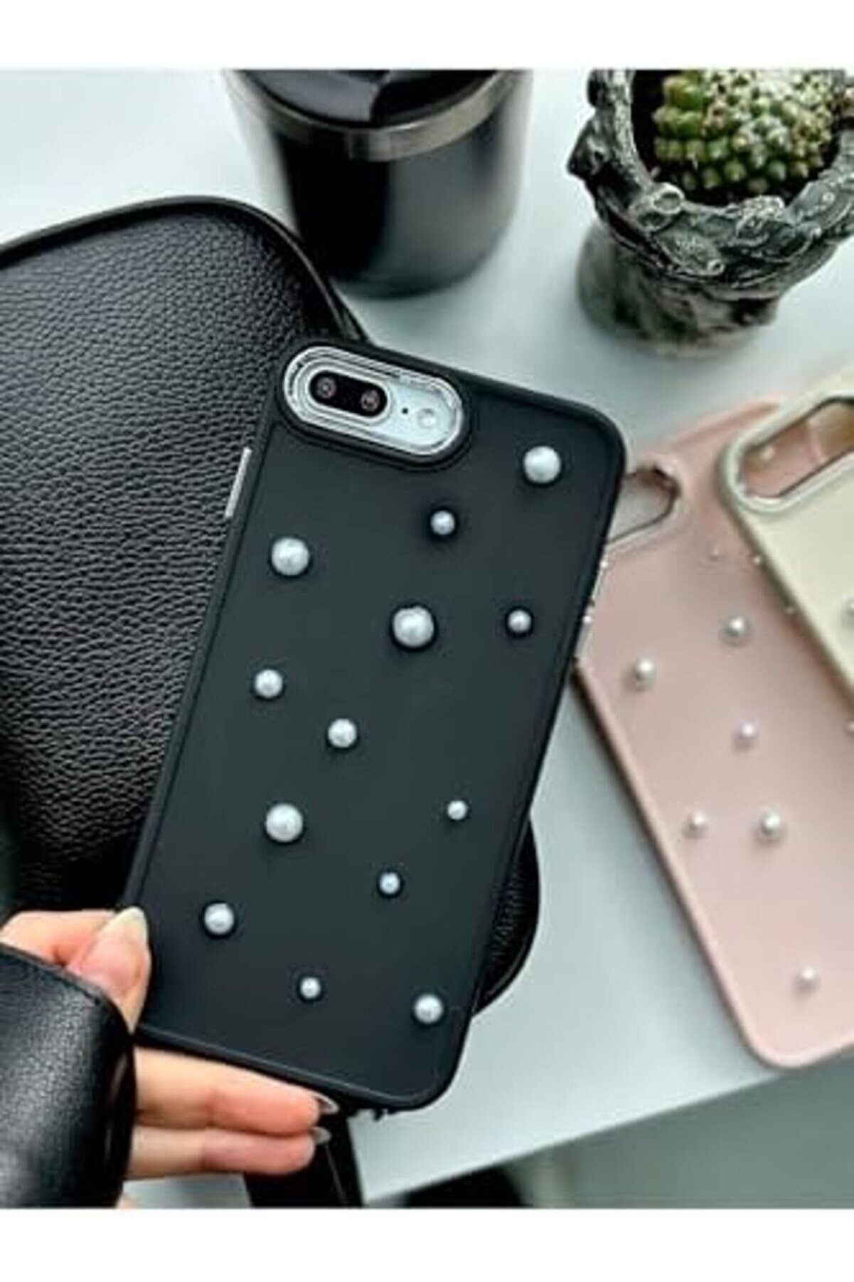 Aksesuar 7 Ve 8 Uyumlu Pearl Oyuncak Tasarımlı Esnek Si̇li̇kon Kılıf - Si̇yahpearl 1014773