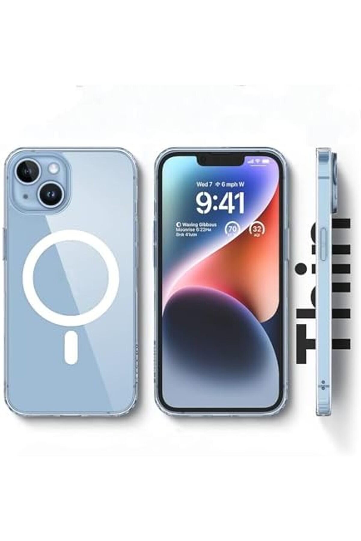 Mrtshoppng 15 Uyumlu Şeffaf Kablosuz Şarj Özelli̇kli̇ Kılıf 15 (6.1 ) Şeffaf Si̇li̇kon 0.2Mm Clear