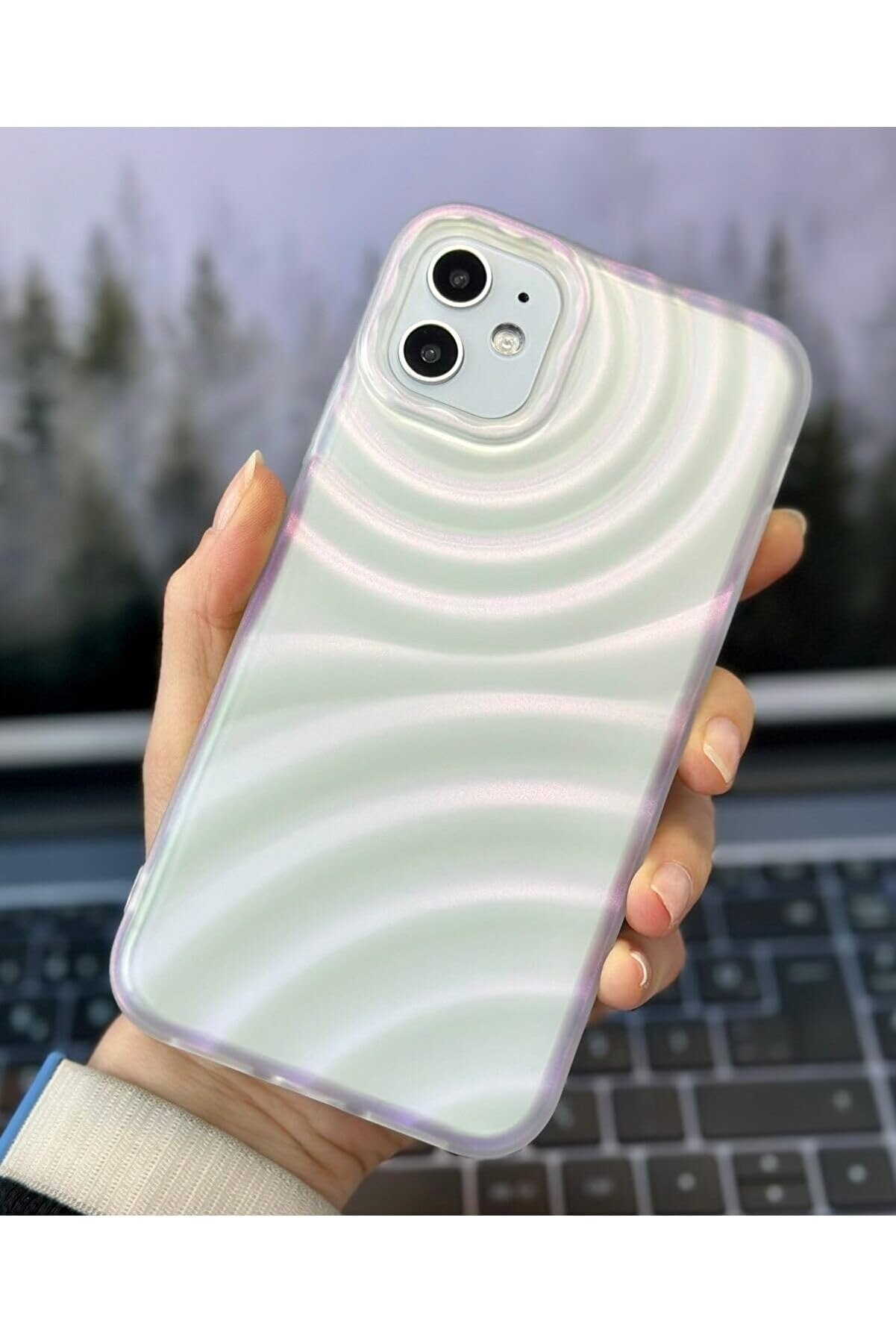 STOREMAX Aksesuar 11 ile Uyumlu 3d Kabartma Mor Yansımalı Mat Silikon Kılıf 1014773