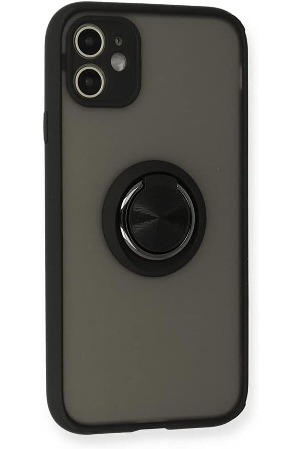 STOREMAX AKSESUAR 11 ile Uyumlu Arka Kısmı Mat Şeffaf Yapıya Sahip Manyetik Yüzük Kenarları Silikon Tpu Malze