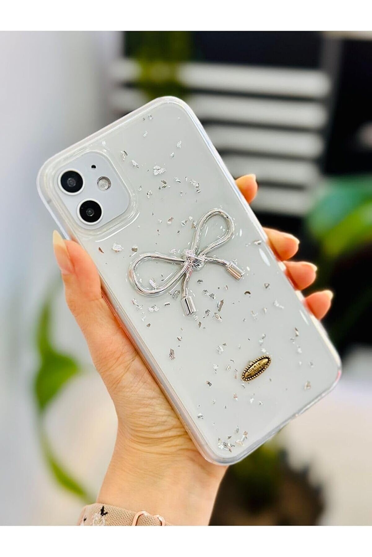 STOREMAX Aksesuar 11 Şeffaf Simli Epoksili Fiyonk Oyuncaklı Silikon Kılıf 1014773