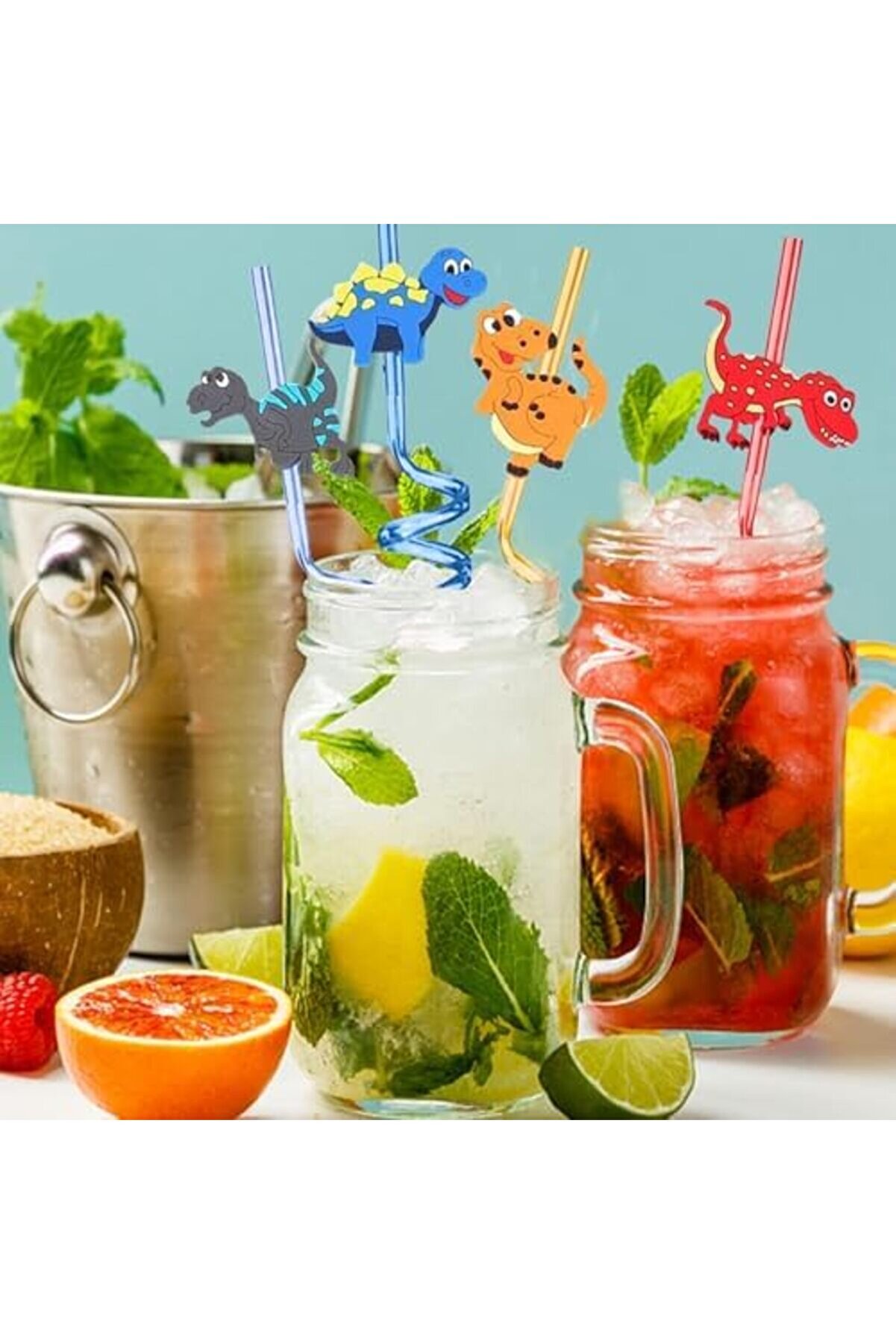 4 Adet Kıvrımlı Plasti̇k Pi̇pet, &Ccedil;ocuklar İ&ccedil;i̇n Fi̇g&uuml;rl&uuml; Tasarım, Renkli̇ Ve Dayanıklı İ&ccedil;ecek Aksesuarlar