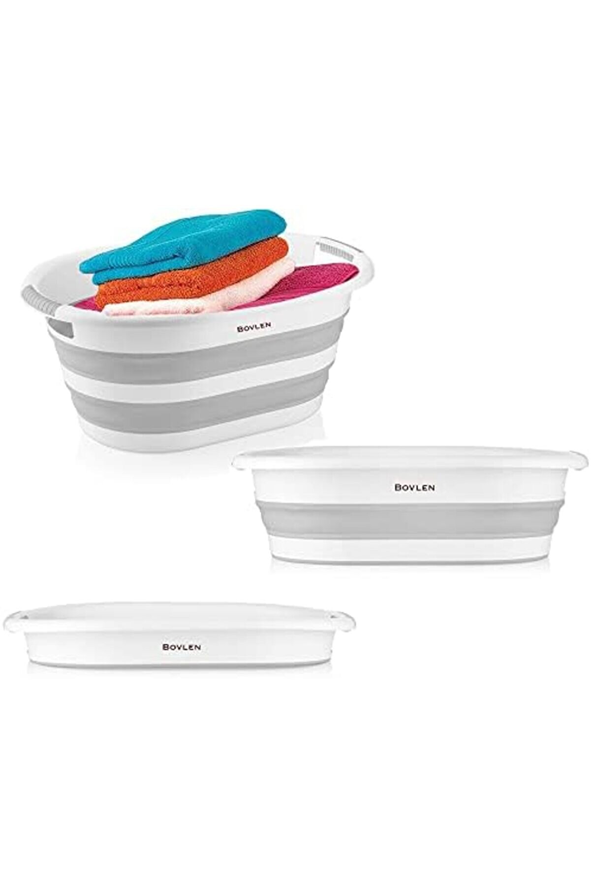 Katlanabi̇li̇r Çamaşır Sepeti̇ - Katlanır Çamaşır Sepeti̇ - Gri̇ - 54,5X39X8 Cm - Pp+ 1014773