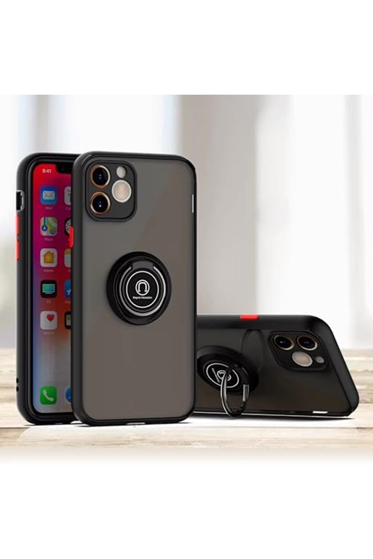 Aksesuar 11 İle Uyumlu Arka Kısmı Mat Şeffaf Yapıya Sahi̇p Manyeti̇k Yüzük Kenarları Si̇li̇kon Tpu Malze