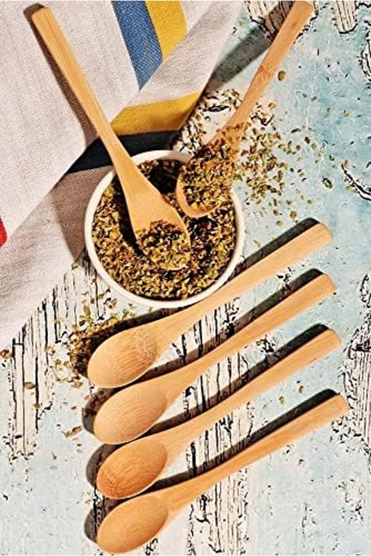 12 Adet Bambu Kaşığı Ve Mama Kaşığı, Bambu Re&ccedil;el Bal Kaşığı 12 Adet 1014773