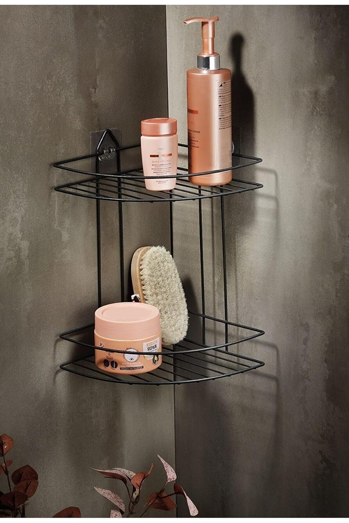 Mrtshoppng Haus &Ouml;m&uuml;r Boyu Paslanmaz Yapışkanlı K&ouml;şeli̇ği̇ D&uuml;zenleyi̇ci̇ Şampuanlık Duş Rafı Si̇yah Ek-02