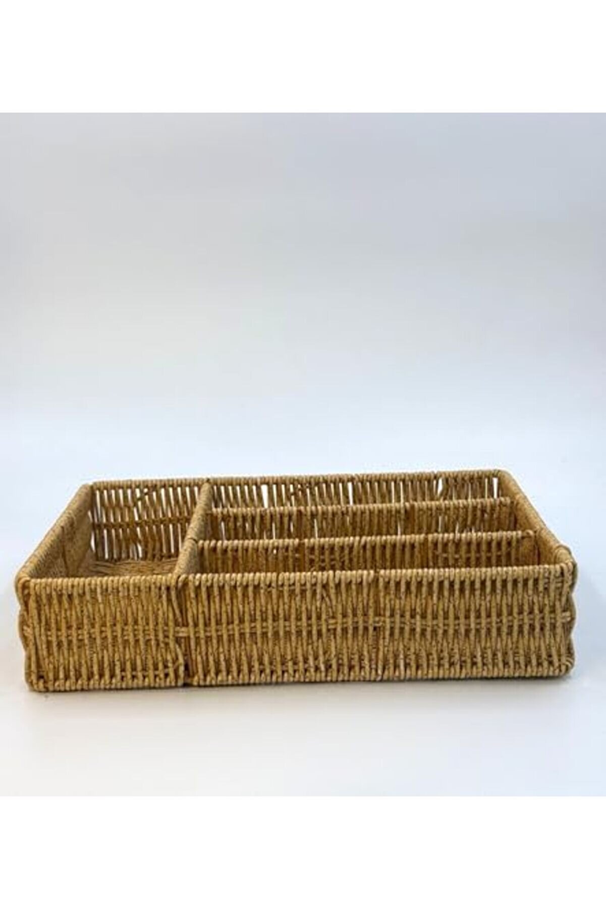 Hasır Örgülü 5 Gözlü Kaşıklık – Çekmece İçi̇ Kaşık, Çatal, Bıçak Düzenleyi̇ci̇ Organi̇zer, Hasır El Yapı