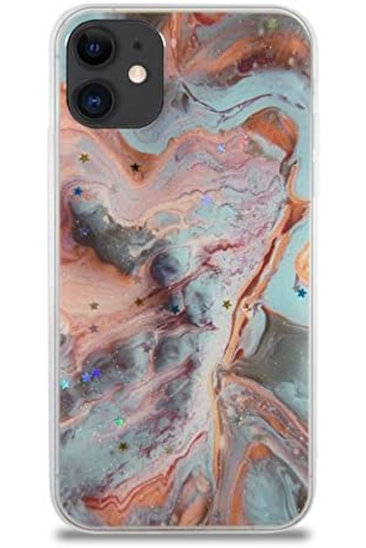 İleti̇şi̇m 11 İle Uyumlu Kapak Mermer Desenli̇ Pop Socketli̇ Si̇li̇kon Kılıf - 1014773