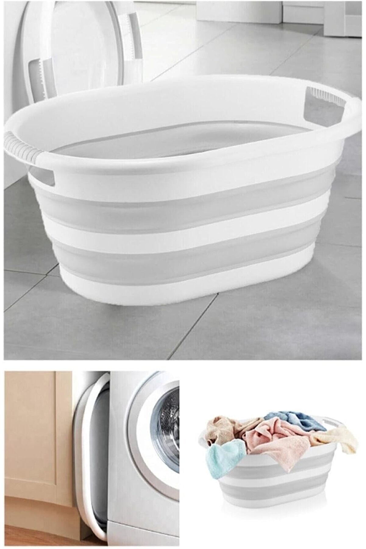 STOREMAX Kapısı Katlanabilir Silikon Akordiyon Çamaşır Sepeti Sele 27 L (27 Litre) 1014773