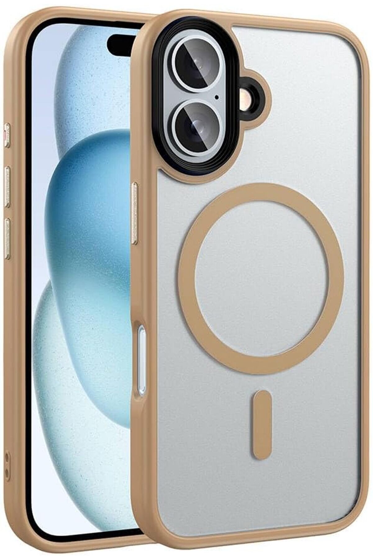 STOREMAX ile uyumlu 16 Kılıf Mat Arka Yüzey Şarj Özellikli Flet M-safe Kapak Desert Titanyum 1014773