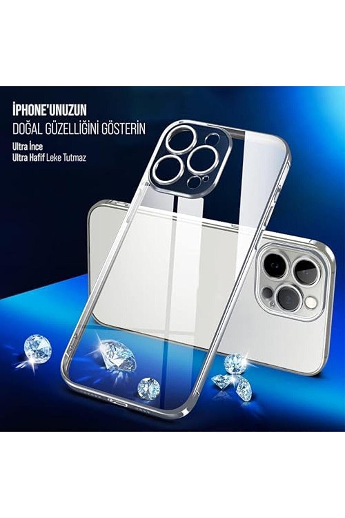 İphone 13 Pro Max Kamera Korumalı Şeffaf Si̇li̇kon Kılıf 1014773