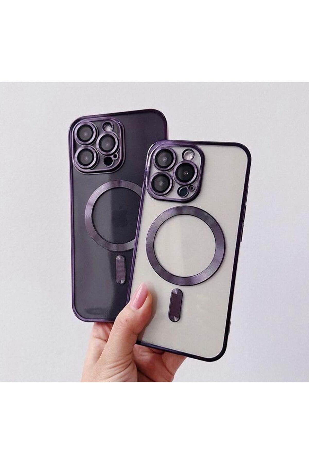 STOREMAX aks 14 pro için kablosuz şarj ile uyumlu, kamera lens korumalı kılıf mor 1014773