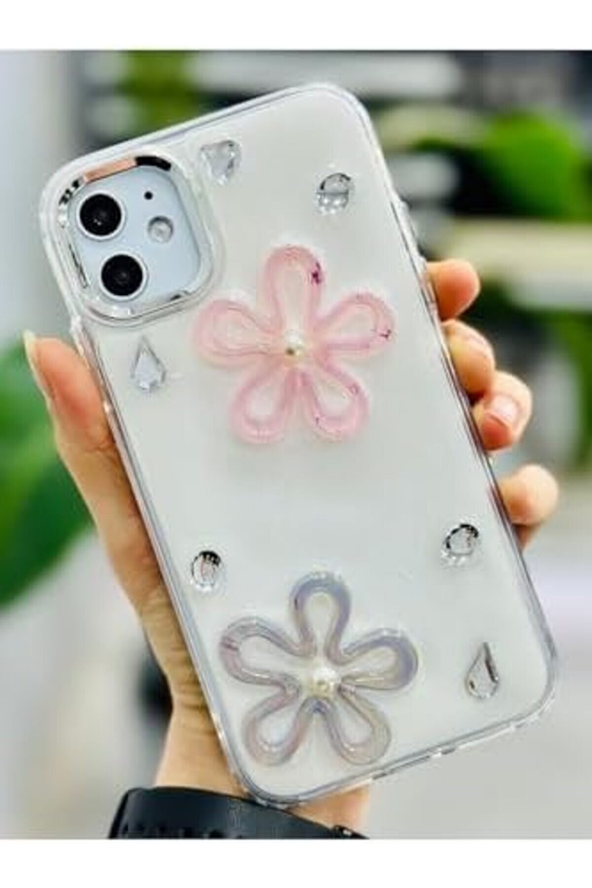 Aksesuar 11 İle Uyumlu Epoksi̇ 2 Çi̇çek Tasarımlı Oyuncaklı Esnek Si̇li̇kon Kılıf 1014773