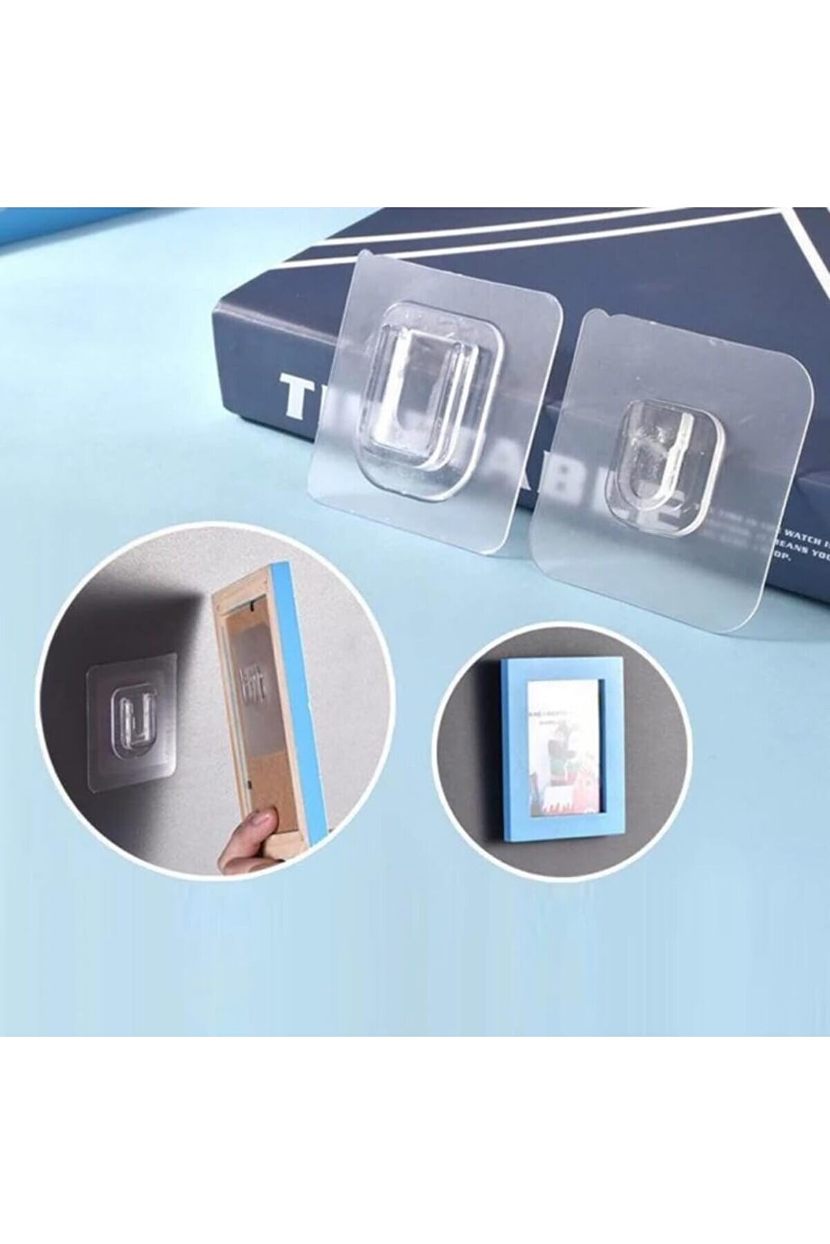 Mobi̇lya Askı &Ccedil;i̇ft Taraflı Yapışkanlı Ge&ccedil;meli̇ Kli̇ps Şeffaf Duvar Kancası, İz Bırakmayan Sabi̇tleme Ask