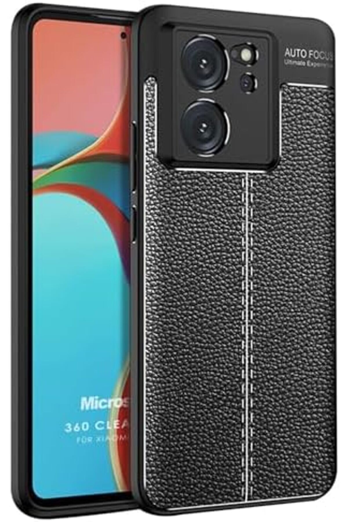 Mi̇ 13T Pro Kılıf Deri̇ Dokulu Si̇li̇kon Si̇yah [Mi̇ 13T Pro İle Uyumlu Kılıf - Si̇yah] 1014773