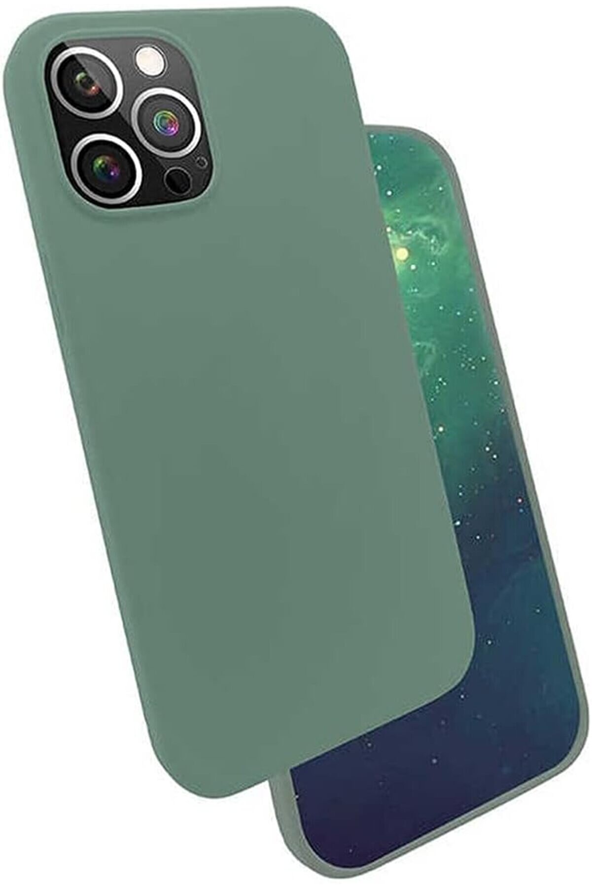 STOREMAX İle Uyumlu 12 Pro Max Kılıf Silk Silikon, Koyu Yeşil 1014773