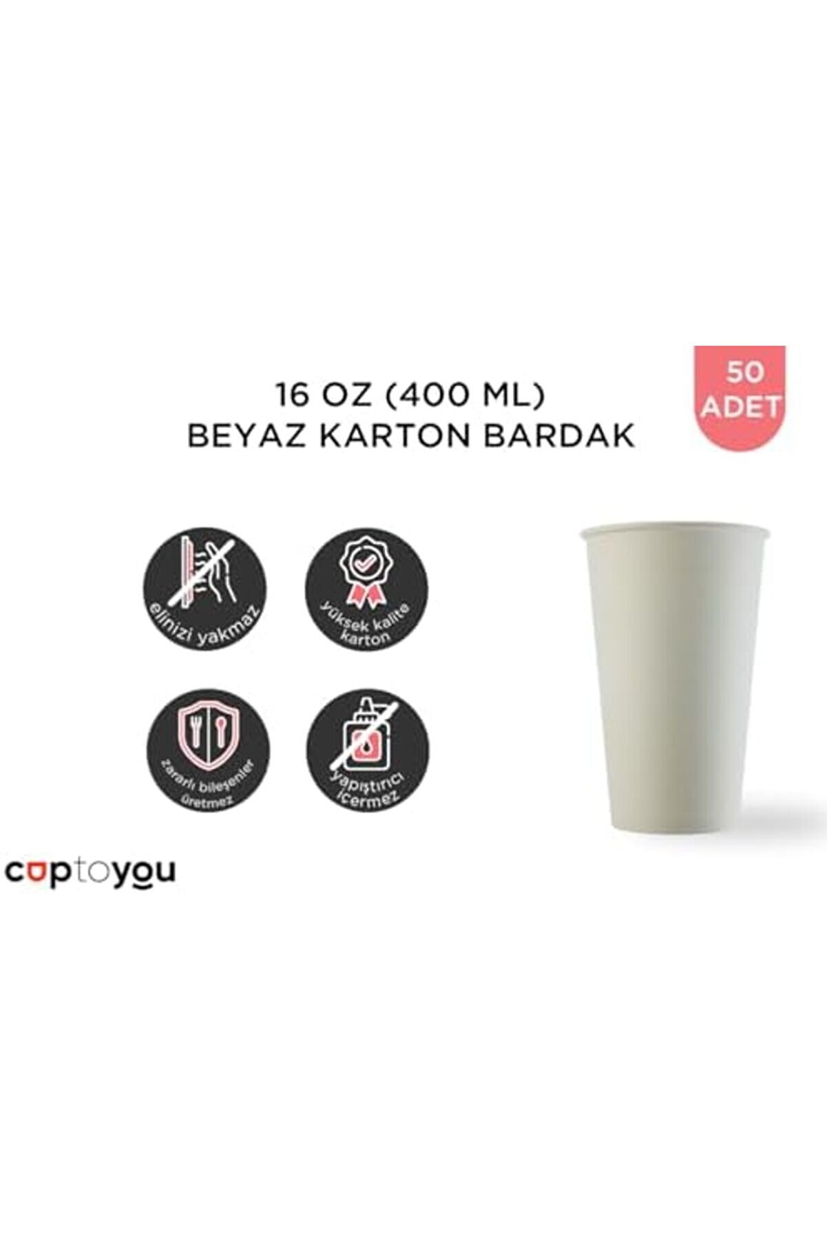 50 Adet Parti̇ Bardağı, Beyaz Tek Kullanımlık Karton 16 Oz, Büyük Kağıt 400 Ml, Parti̇ İhti̇yaçları, Ço