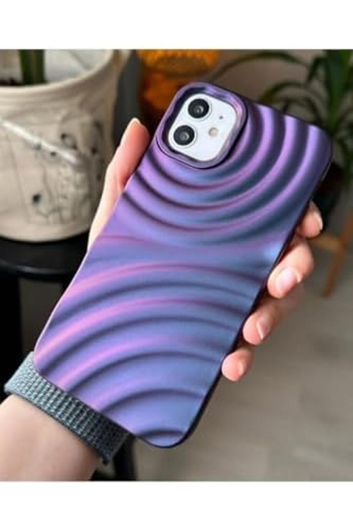 Aksesuar 11 İle Uyumlu 3D Kabartma Mor Renk Geçi̇şli̇ Mat Si̇li̇kon Kılıf 1014773