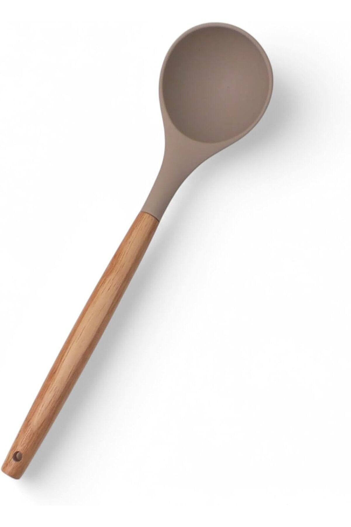 STOREMAX elizzashop Bambu Saplı Silikon Kepçe, Bambu Uzun Silikon Çorba ve Sos Kepçesi 27cm 3 Renk Seçenekli